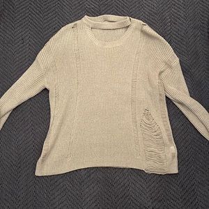 Gray lush sweater with rips